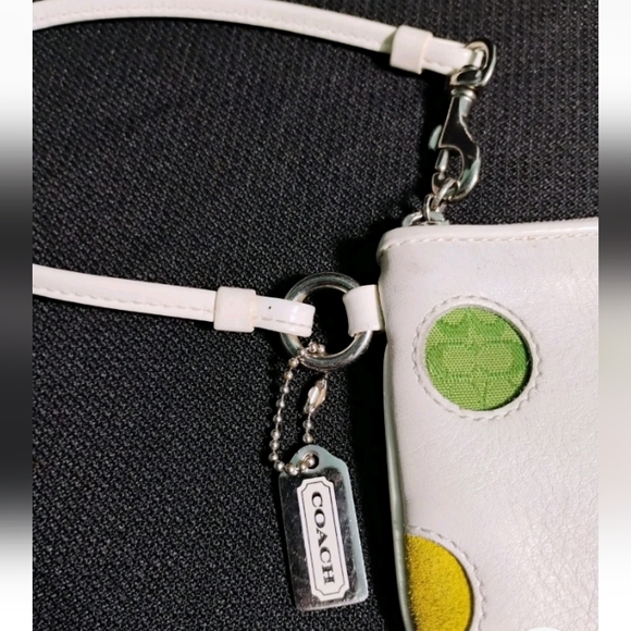 Coach Multicolor Polka Dot White Leather Zipper Closure Wristlet - Picture 2 of 12